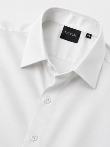 Image of BEYOURS Men's Full Sleeve Shirt Regular Fit Spread Collar 100% Cotton Satin Office & Formal.