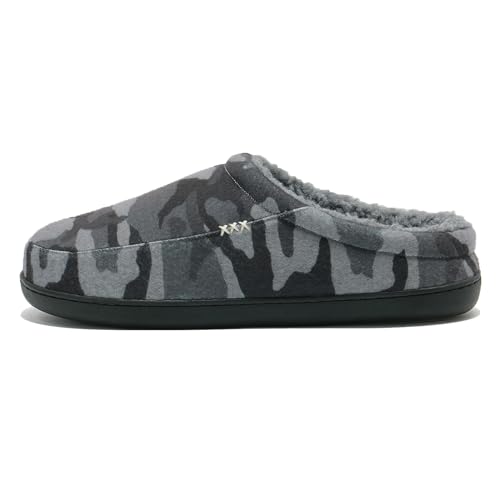 Image of NewDenBer Men's Warm Memory Foam Slippers Suede Plush Fleece Lined Slip on Indoor Outdoor Clog House Shoes