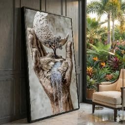 Tableau sur toile lune et nature : décoration murale de 30 x 50 cm