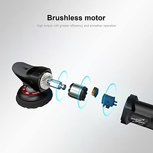Shinemate Cordless Rotary Polisher Kit 5 Inch For Car Detailing,Wireless Buffer Polisher With 2 Pcs Li-Ion Batteries 18V 5Ah, 6 Variable Speed #TOP2