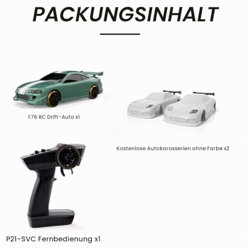FLYCOLOR Turbo Racing C62 1:76 Skala Drift RC Auto mit Gyro Mini Full Proportional RTR 2.4GHZ Fernbedienung mit 2 austauschbarer… – Ansicht 6
