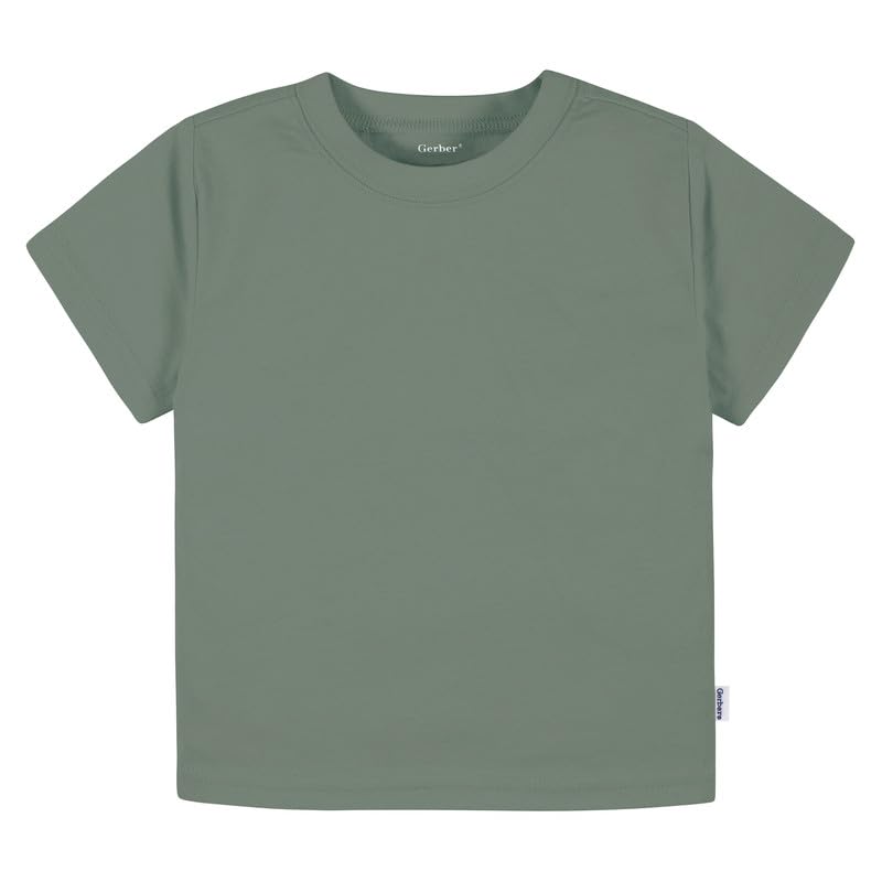 Image of Gerber Baby & Toddler 5-Pack Solid Short Sleeve T-Shirts Jersey 160 GSM