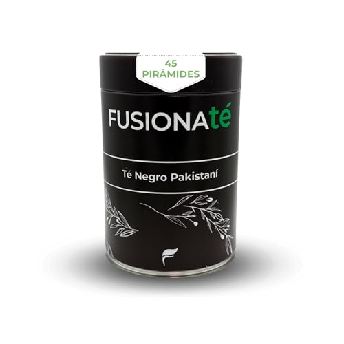 FUSIONATE Te Negro Pakistaní, Té Chai, Lata 45 pirámides bolsitas de té, Energía del Té Negro, Dulzura de la Canela, Infusión 100% Natural