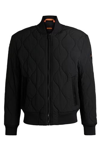 Image of BOSS Mens Ostrong Onion-Quilted Jacket with Water-Repellent Finish Black