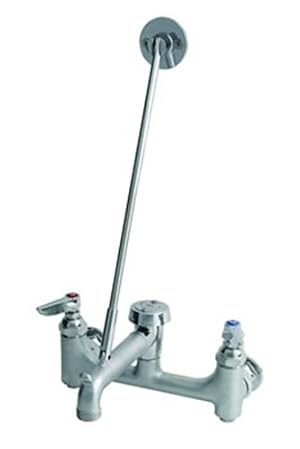 T S Brass B-0665-BSTRM12 Service Sink Faucet Wall Mount 8 Centers Built-in Stops Vacuum Breaker Rough Pack of