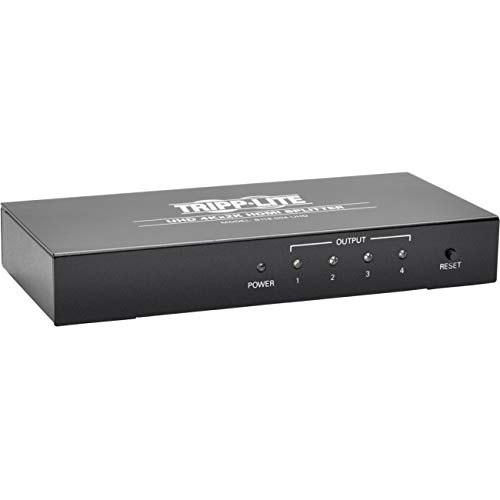 Tripp Lite HDMI Splitter, 4 Port 1 in 4 out Splitter, 4K Audio Video, DVI Compatible, HDCP 1.3, 4K x 2K (B118-004-UHD)