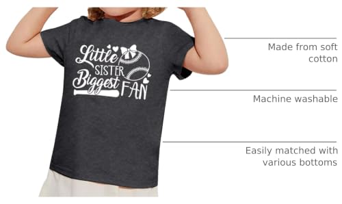 Image of FRYAID Toddler Baseball Sister Shirt Baby Girl Baseball Outfit Big Sister Shirt Birthday Girl T-Shirt Summer Cotton Tee Top