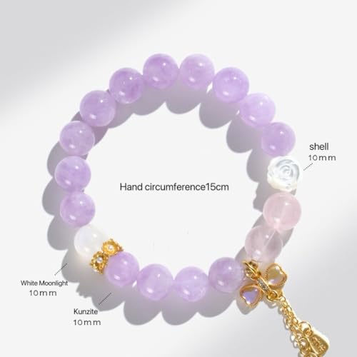 Bracelet perles d'eau douce véritable citrine et pompon kunzite luxe