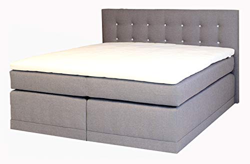 Spenger Bettenstudio Boxspringbett Lisa, 160x200 cm, Unterfederung 5-Gang Bonellfederkern, 7-Zonen Taschenfederkernmatratze, Komfortschaumtopper, H2, H3, H4, Farbe: DS-Beige Cover