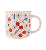 Karma, 14 oz New Bone China Camp Mug - Cute Coffee and Tea Mug - New Bone Chin Coffee Mugs for Women and Men, Cherry