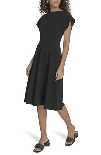 Image of Calvin Klein Scuba Crepe Boat Neck Midi