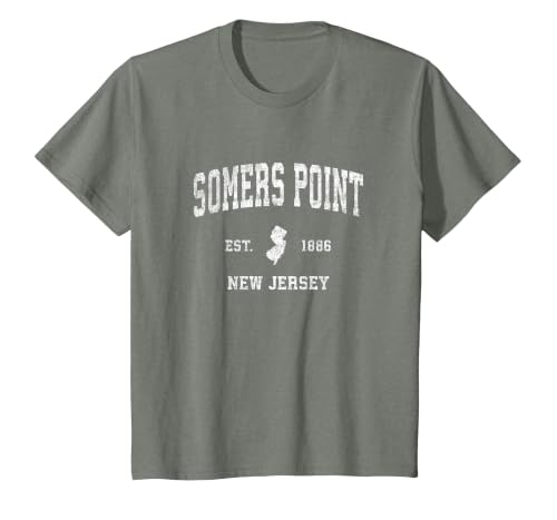 Somers Point New Jersey NJ Vintage Athletic Sports Design T-Shirt, Youth, Olive Heather, 2T