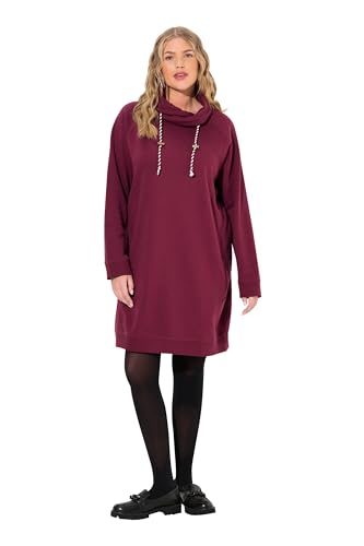 Ulla Popken Damen Sweatkleid, Stehkragen, Langarm, Taschen Kleid, Dunkle Beere, 50-52 EU