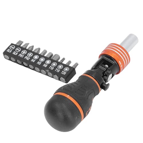 TICFOX Ratchet Screwdriver Set 10 in 1 MultiBit Combination, Adjustable Angled 180° Rotation Household Maintenance Tool Mini Tool Kit - Image 3