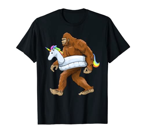 Bigfoot Unicorn Pool Party Float Sasquatch cree Camiseta