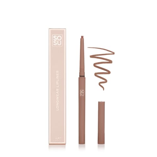 SOSU Cosmetics Lip Liner Longwear Burnt Rosewood - Long-lasting, precise lip contour pencil with creamy texture, rich rose wood shade, ideal for defined lip contours