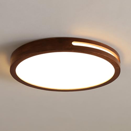 Plafonnier LED moderne rond en bois ultra plat avec gradation infinie pour salon