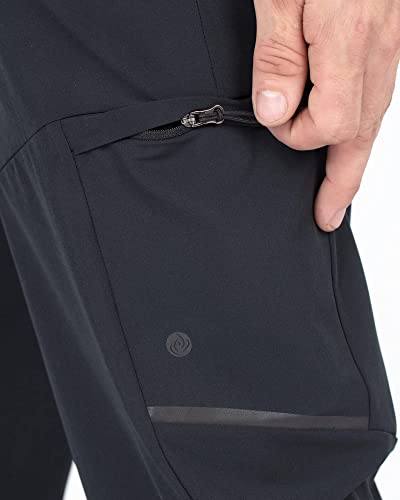 Apana Men's Jogger Sweatpant Woven Pants With Zip Cargo Pocket (Black, X-Large) #TOP4