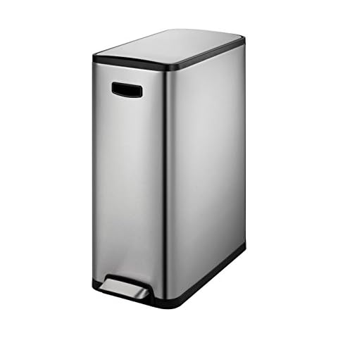 EKO Ecoslim Tretmülleimer 2 x 20L , rostfrei Edelstahl Matt Cover