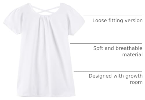 Image of Noomelfish Girls Criss Cross Back T-Shirts Short Puff Sleeve Tee Tops (5-12 Years)