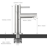 CECIPA Armatura do zimnej wody z wężem przyłączeniowym, armatura umywalkowa z wylewką, wysokość 93,4 mm, dla gości, WC, kran zimnej wody, WC dla gości, do łazienki