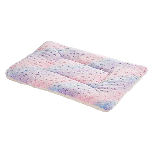 ペット用マット 犬猫用クレートパッド フランネル&PP綿素材 70x55x3cm 滑り止め底付き 室内用ペットベッド 洗濯可能 小型犬子猫向け (A)