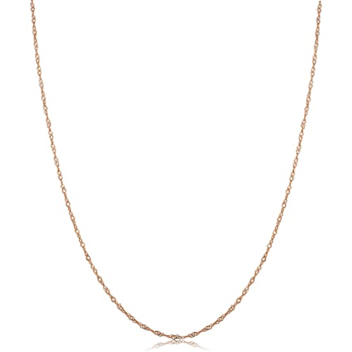 Kooljewelry 10k Rose Gold Singapore Chain Necklace (0.7 mm, 20 inch)