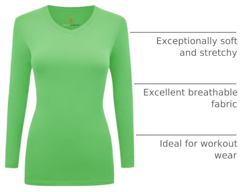 Natural Uniforms Women’s Long Sleeve Underscrub V-Neck T-Shirt – Cotton Blend Layer for Nurses & Medical Professionals (Lime Green, Medium) by Natural Uniforms - Used condition - US$11.64