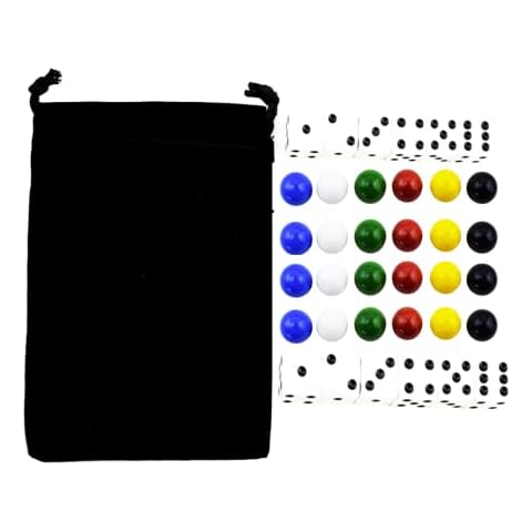 Cauff 5/8 inch Marbles Board Game Replacement Playing Pieces with Dice 16mm Cover