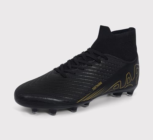FEETHING High-Top FG Soccer Cleats Long Studs for Men&Women Breathable Upper Ankle Support Arch Protection Training or Beginners,Black,Women 10.5/Men 9 by FEETHING - Used condition - Image 4