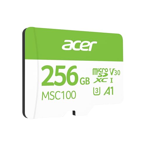 Image of Acer MSC100 MicroSD Card 256G UHS-I U3 V30 A1, Up to 100MB /s Read Speed, 4K Video Recording, Compatible with Smartphones Cameras Tablets Drones| 5-Year Limited Warranty