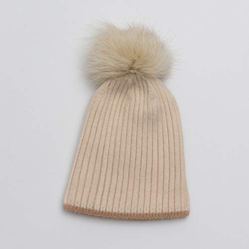 Bonnet tricoté femme hiver chaud - Chapeau double couche épaisse couleur unie tricot de qualité