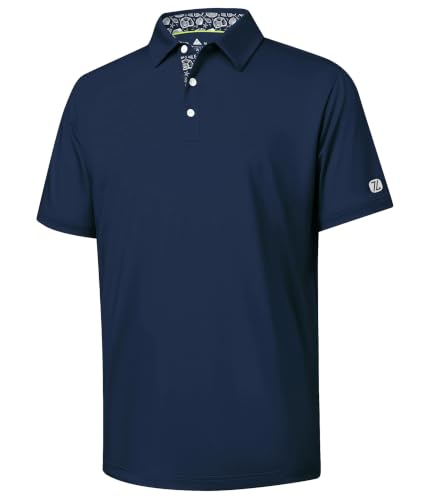 Image of ZITY Golf Shirts for Men Short Sleeve Moisture Wicking Solid Performance Designed Print Collared Casual Polo Shirt