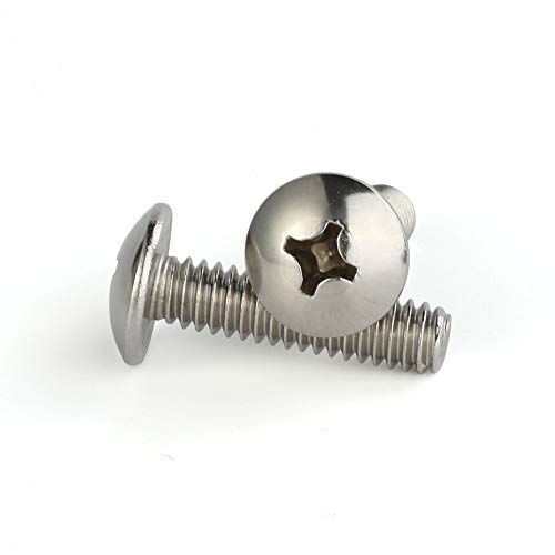 Mellewell M6-1.0 x 20mm Truss Head Machine Screws, Full Thread, 18-8 Stainless Steel, Quantity 25