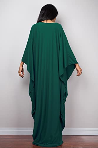 Image of RanRui Caftans for Women Solid Color Chiffon Plus Size Kaftan Dresses Beach Cover Up V Neck Batwing Sleeve Caftans Loungewear