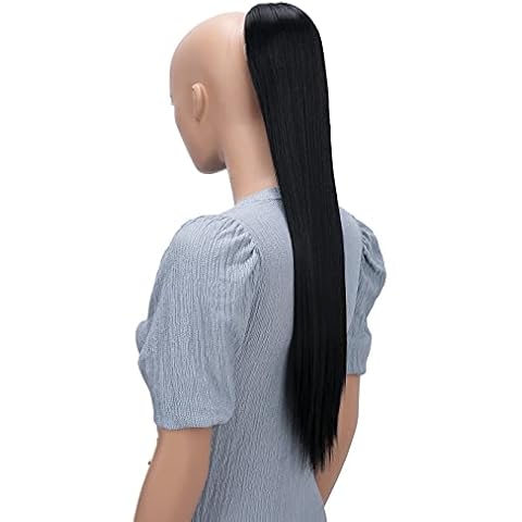 PRTTYSHOP 26" Hairpiece Ponytail Extension Drawstring Voluminous Straight Black PH601 Cover