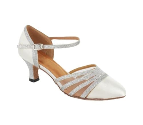 Chaussures Modern Jazz Femme Blanc Style2 au design soigné avec talon blanc de 6cm élégant