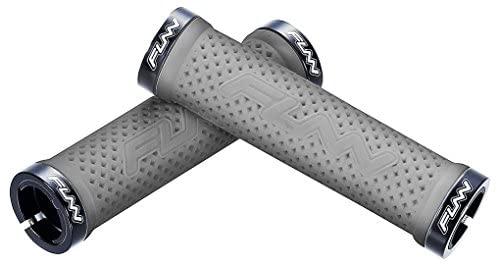 Funn Combat II Poignées de Guidon pour Vélo de Montagne avec Double Verrouillage sur Collier, Poignées avec Un Diamètre Intérieur de 22 mm, Poignées de Vélo à Motif Gaufré pour VTT/BMX (Gris)