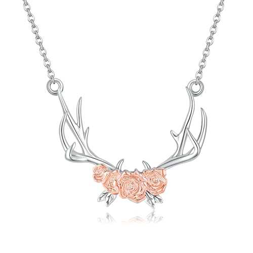 Chaîne en argent sterling 925 ONEFINITY collier bois de cerf chic