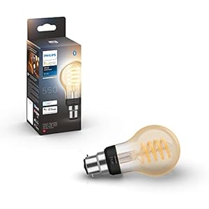 Philips Hue White Ambiance Filament Single Smart LED Bulb [B22 Bayonet Cap] – 550 Lumens. Works with Alexa, Google Assistant and Apple Homekit
