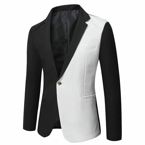 Blazer décontracté pour homme mi-saison veste rouge colorblock L - 7