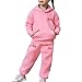 Girls Sweatsuit 2 Piece Outfits - Hoodie Sweatshirts And Sweatpants with Pockets Fall Winter Fashion Jogger Sets Pink Purple