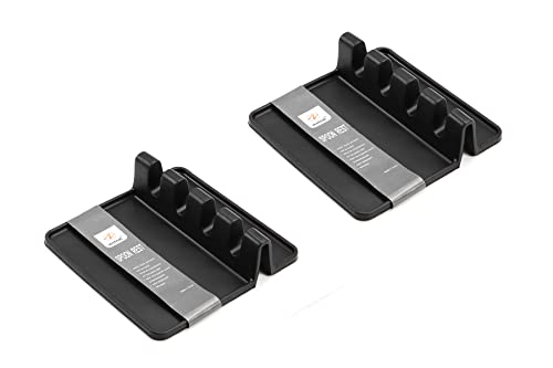 Z metnal - Kitchen Utensil Rest, Silicone Heat Resistant Ladle Fork Mat Giant Spoon Rest Ladle Spoon holder (Black), Mother's Day Gift