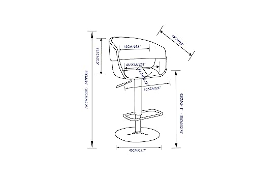 Simplihome Lowell 24 Inch Bar Stool, Charcoal Grey Linen Look Fabric, Curved, Swivel, Gas Lift Adjustable Height, For The Kitchen And Dining Room, Mid Century Modern #TOP2