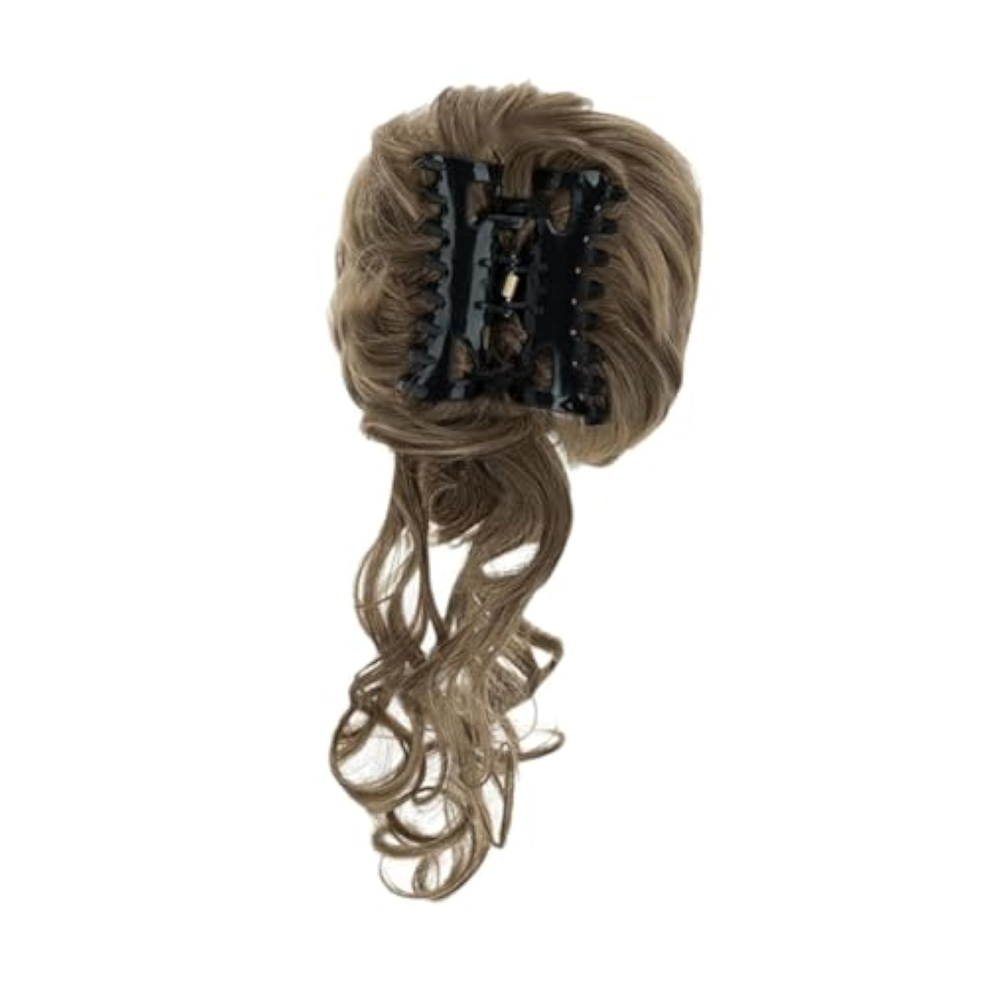 Hairpiece Band Clip Synthetic Tousled Hair Bun, Brown