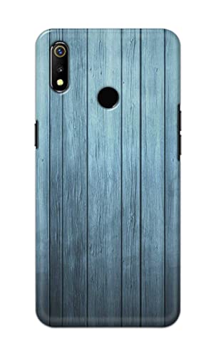 Image of Printed Hard Back Cover Case for Realme 3 | Realme 3i Back Cover (Wooden Blue) -1302