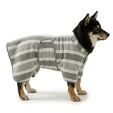 ぽかぽかわんこ 犬用 マイクロファイバー バスタオル やわらか 小型犬 中型犬 吸水性 (グレー, M)