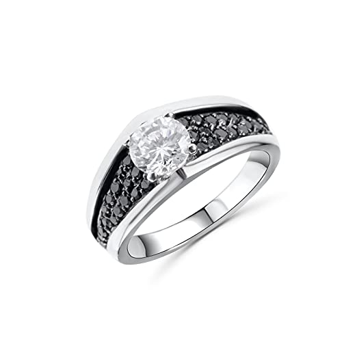 Bague solitaire goutte en argent et zircons noirs : le cadeau idéal pour marquer un moment unique