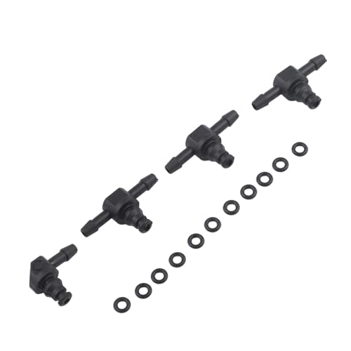 NiuLumea Lot de 4 raccords de tuyau de retour d'injecteur à rail commun T et pour tuyau L, pour raccords en plastique anti-fuite pour air hydraulique pour systèmes d'eau, d'huile, de gaz