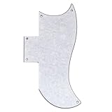 Musiclily Pro 5 Agujeros Half Face Golpeador Pickguard para Guitarra Eléctrica EPI China Made SG Standard 61, 4 capas White Pearl